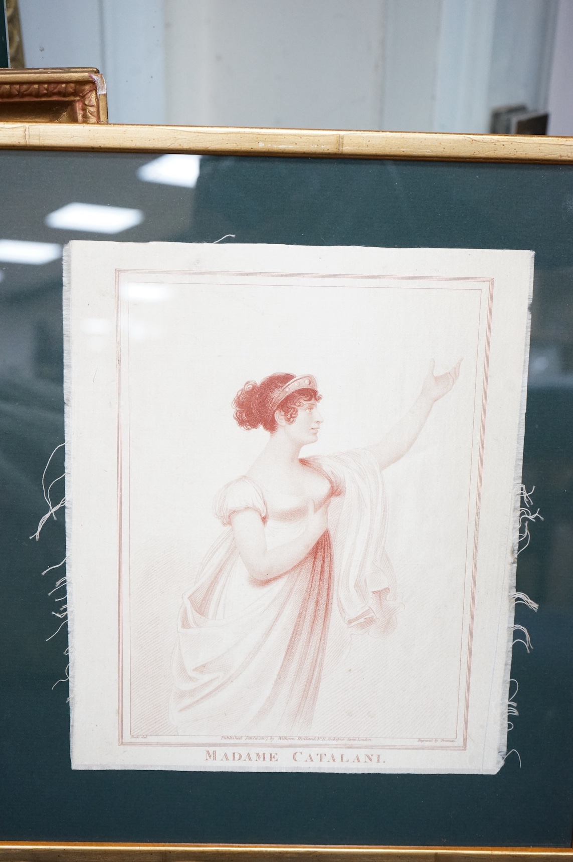 After Angelica Kauffman RA (1741-1807), sanguine engraving, 'Lady Elizabeth Grey imploring Edward VI', published March 1st 1780 together with an engraving on silk, 'Madame Catalani' published January 10th 1807 by William